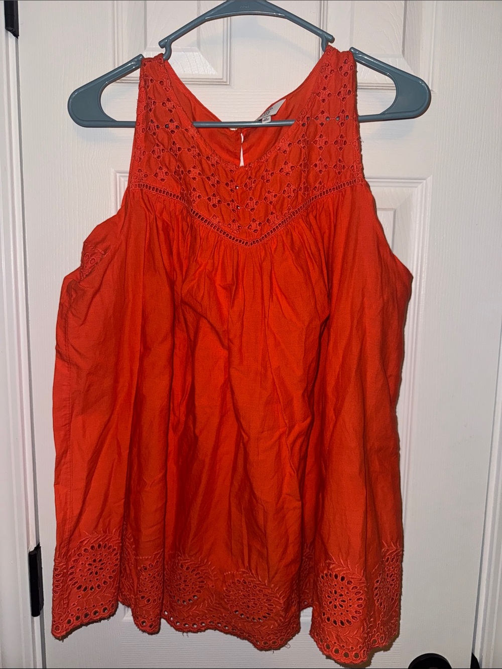 crown & ivy Orange Eyelet Sleeveless Camisole